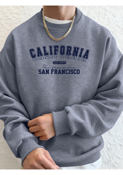 Startmore Startmorecalifornia San Francisco Est 1997 Baskı Sonbahar Koşu Kapüşonlu Üstü Erkek Günlük Basit Tişör Gri