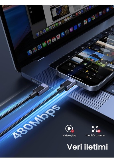 Lexroo Usb-c To Usb-c 240w Pd Hızlı Şarj Kablosu, Uzay Grisi, 1m, 45067 Diğer