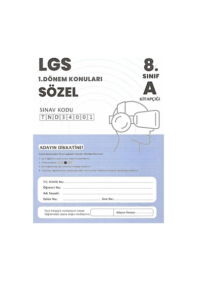 Lgs 1.dönem Tüm Kazanımlar Sözel Denemeler 8 Deneme+400 Soru