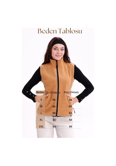 Monox Kadın Slim Fit Tam Fermuarlı Polar Yelek Lacivert