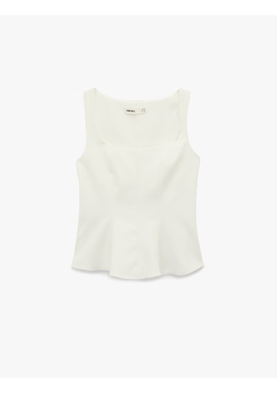 Koton Kolsuz U Yaka Peplum Bluz Beyaz 6sak60239pw