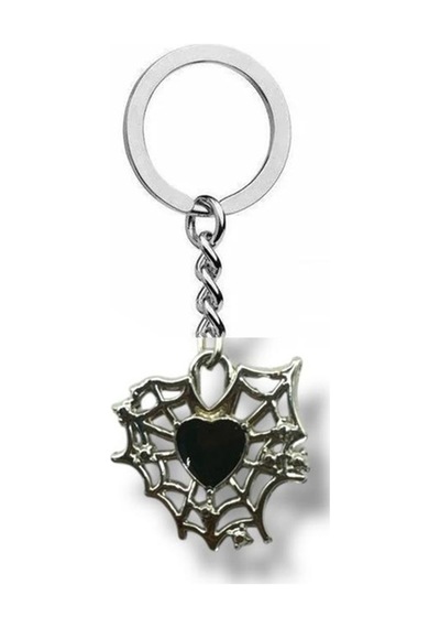 Siyah Örümcek Ağı Kalp Unisex Zamak Kaplama Anahtarlık Gotik Ve Gizemli Tasarım