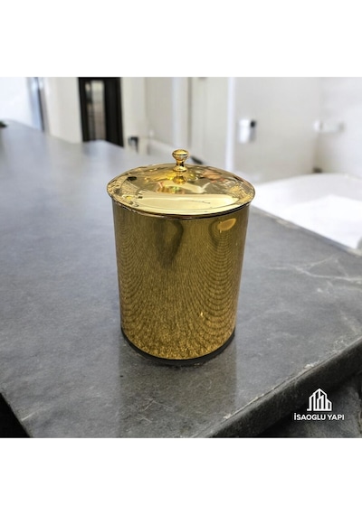 İsaoğlu Yapı Gold Çöp Kovası Vintage Tasarım Gold Premium Banyo Mutfak Kova Gold Altın