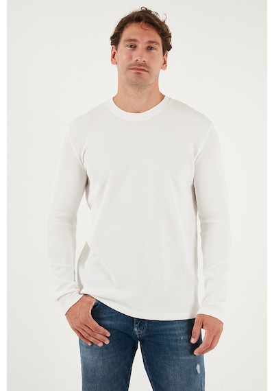 Buratti Pamuklu Bisiklet Yaka Slim Fit Basic Erkek Sweat 5905073 Ekru