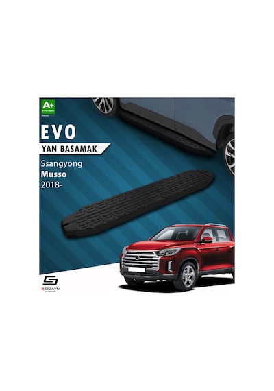 S-dizayn Ssangyong Musso Evo Siyah Yan Basamak 203 Cm 2018 Üzeri
