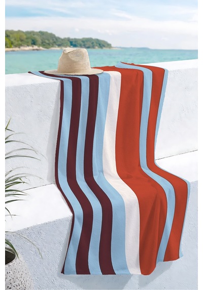 Çizgili Renk Bloklu Modern Plaj Havlusu - Akdeniz Stil Kiremit Mavi Hızlı Kuruyan Mikrofiber Havlu Yağmur Karamel Çizgili Renk Bloklu Modern Plaj Havlusu - Akdeniz Stil Kiremit Mavi Hızlı Kuruyan Mikrofiber Havlu Yağmur Karamel