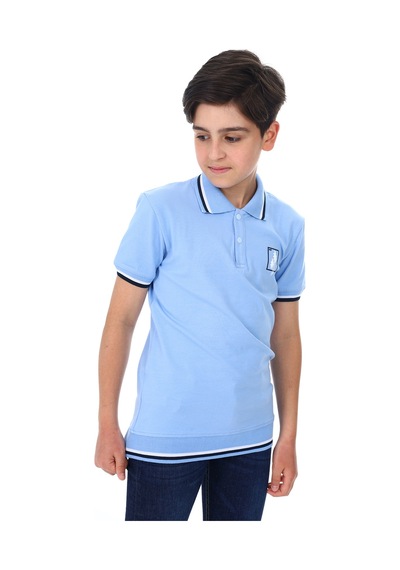 Toontoy Kids Toontoy Erkek Çocuk Polo Yaka Palmiye Baskılı Tişört Mavi