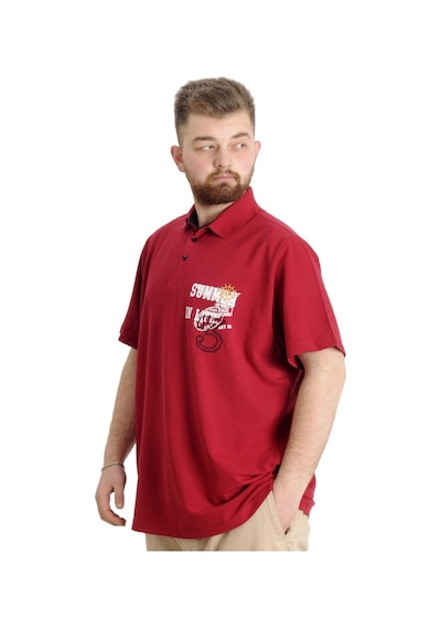 Mode Xl Büyük Beden Erkek T-Shirt Polo Parçalı Summer 23331 Bordo 001