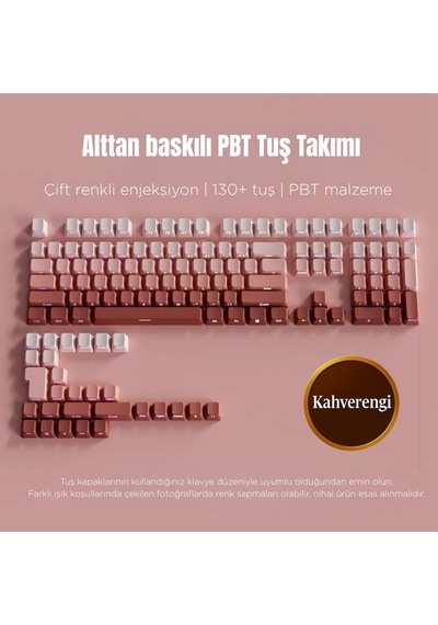 Mekanik Klavye Keycaps Seti- 130 Tuş Pbt Çift Baskılı-alttan Baskılı Gradyen Renkli