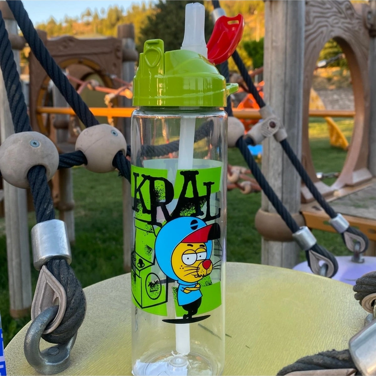 Kral Şakir Hayranları Desenli-pipetli Tritan Matara 630 Cc Yeşil Yeşil