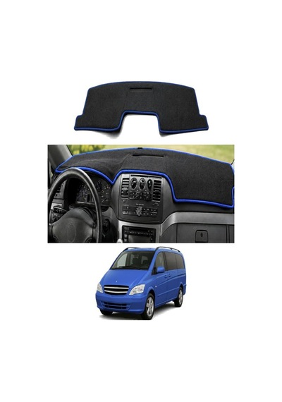 Mercedes-benz - Viano W639 2003-2014 Uyumlu Torpido Koruma Kılıfı - Mavi Şeritli