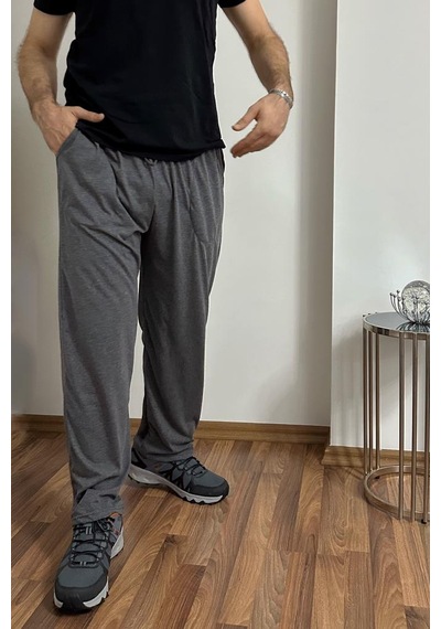 Erkek Pamuklu Cepli İpli Lastikli Bel Pijama Altı Eşofman Antrasit