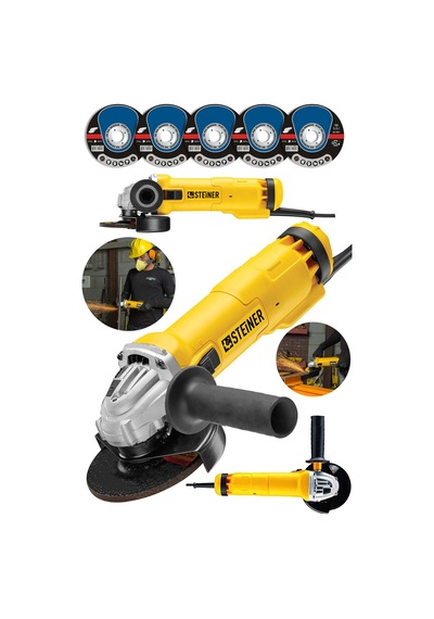 Steiner 4200 Watt Metal Şanzuman Avuç İçi Taşlama Sarı + 5 Disk