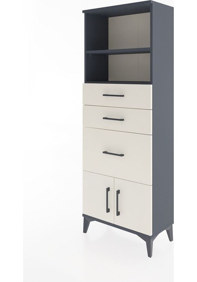 Arges Dolap 2 Raflı 3 Çekmeceli 2 Kapaklı 60x30x163 Antrasit-... Antrasit