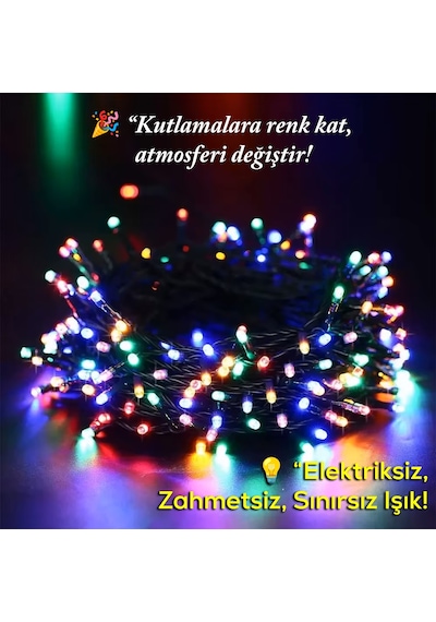 Upway Güneş Enerjili 10m Rgb 100 Led Dizin Bahçe Balkon Teras Dekoratif Aydınlatma RGB