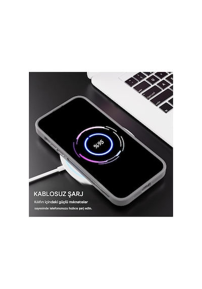 İphone 11 Uyumlu Magsafe Kılıf Mıknatıslı Standlı Darbeye Dayanıklı Mat Şeffaf Arka Kapak Lens Hediyeli Gümüş
