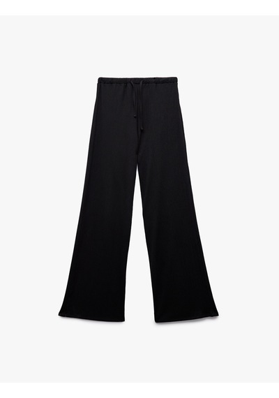 Koton Beli Bağcıklı Geniş Paça Bürümcük Pantolon Siyah 6wal40014ık Siyah Koton Beli Bağcıklı Geniş Paça Bürümcük Pantolon Siyah 6wal40014ık Siyah