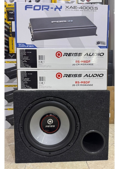 Rs-ux12 30cm Subwoofer Rs-m8df 20cm Midrange İki Takım Xae-4000.5 5 Kanallı Anfi Set