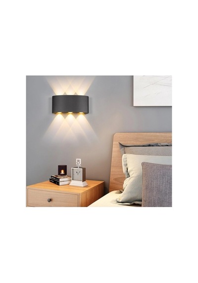 Modern Çift Yönlü Duvar Aydınlatma Led Aplik 10 Watt Desenli Gün Işığı 10 Parça Siyah