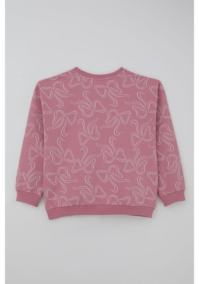 Breeze Kız Çocuk Eşofman Takımı Fiyonk Desenli Bağcık Aksesuarlı 4-8 Yaş, Pembe