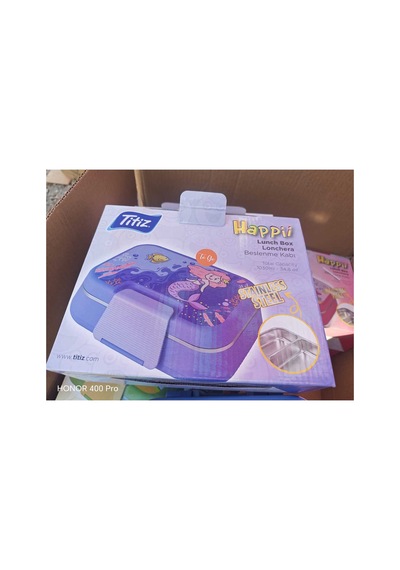 304 Paslanmaz Çelik 2 Katlı 2 Bölmeli 1030ml Happii Beslenme Çantası Temalı Lunch Box Mor