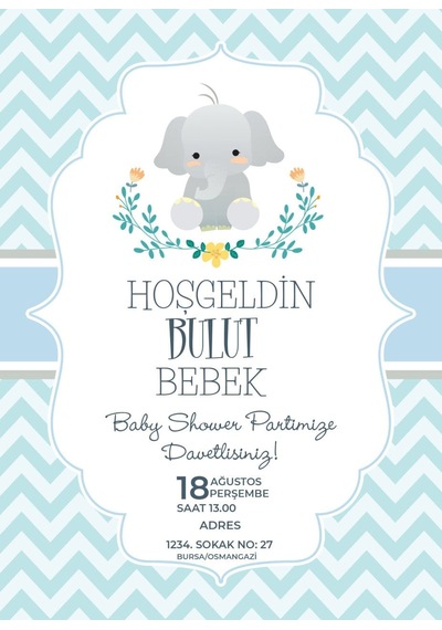 Bk Gift Kişiye Özel Bitmeyen Baby Shower Davetiyesi Model 2