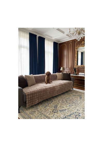Peluş Koltuk Örtüsü 175x215 Cm Bubble Kaymaz Kanepe Örtüsü, Çekyat Örtüsü Vizon