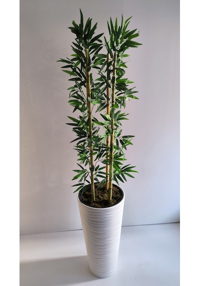 Rüzgar Yapay Çiçekçililk 180 Cm Bambu Ağacı Kumsal Saksı Yeşil