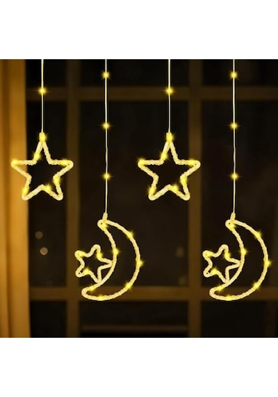 Su Geçirmez 3 Metre Led Işıklı Ay Ve Yıldız Işık Zinciri Dekoratif Fişli Aydınlatma Ev Dekorasyonu Salon Oda M Diğer