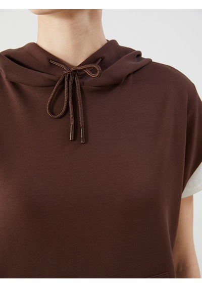 Lcw Modest Kahverengi Kanguru Cepli Kadın Hoodie