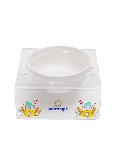 Petmagic Akrilik Beyaz Seramik Tekli Evcil Hayvan Kedi Ve Mini Irk Köpek Mama Kabı-kedili Kız