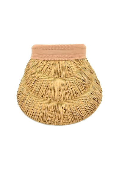 Kadın Hasır Saçaklı Boho Vizör Şapka Camel Ss24 - Camel