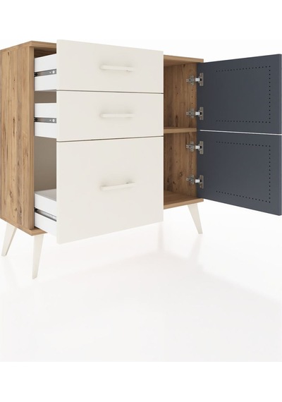 Arges Şifonyer Tek Raflı 3 Çekmeceli 2 Kapaklı 88x30x80 Çam-antrasit/aytaşı Antrasit/aytaşı Arges Şifonyer Tek Raflı 3 Çekmeceli 2 Kapaklı 88x30x80 Çam-antrasit/aytaşı Antrasit/aytaşı