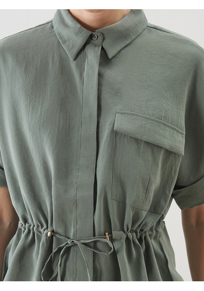 Lcwaıkıkı Classic Haki Modal Karışımlı Oversize Kadın Gömlek Tunik