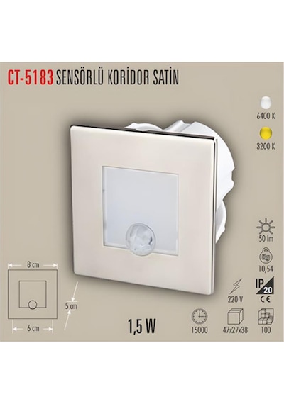 Cata Ct-5183 1.5w Koridor Led Armatür Sensörlü 3200k Günışığı Diğer