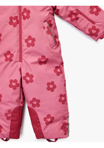 Koton Uzun Kollu Çiçekli Fermuarlı Kapşonlu Kar Tulumu Pembe Desenli 6wmg00013aw Pembe