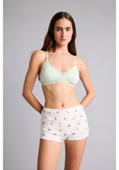Defacto Pamuklu Dantel Detaylı Ribana Açık Pembe Boxer G6447ax26smpn648 Pembe-pn648