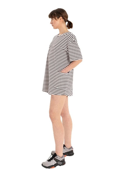 Inguz Stripe %100 Pamuk Şort Tulum Beyaz - Siyah