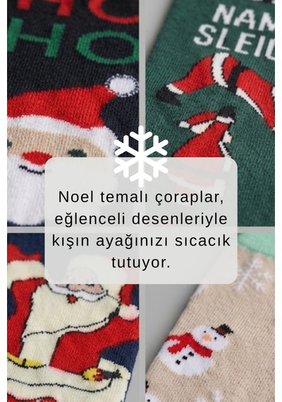 Socketta Christmas Koleksiyonu 4 Lü Kendinden Örgü Desenli Yılbaşı Çorapları Yeşil-lacivert-bej-siyah Desenli Socketta Christmas Koleksiyonu 4 Lü Kendinden Örgü Desenli Yılbaşı Çorapları Yeşil-lacivert-bej-siyah Desenli