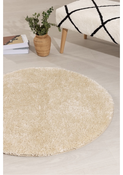 Koza Home Douro Shaggy Banyo Paspası Bej Kaydırmaz Taban Daire 100 X 100 Cm Bej