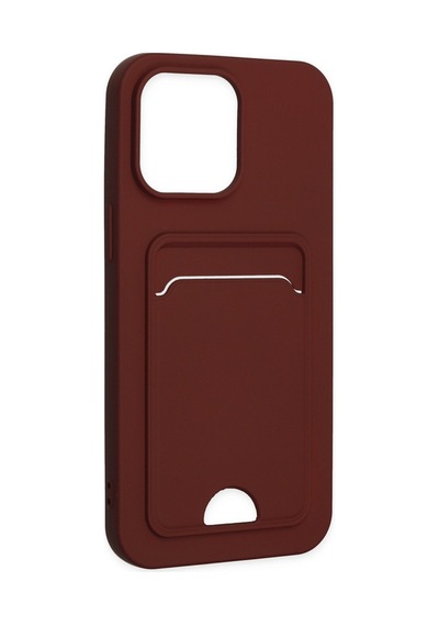 Apple iPhone Uyumlu 14 Pro Kılıf Kelvin Kartvizitli Silikon - Bordo Bz8683140425197