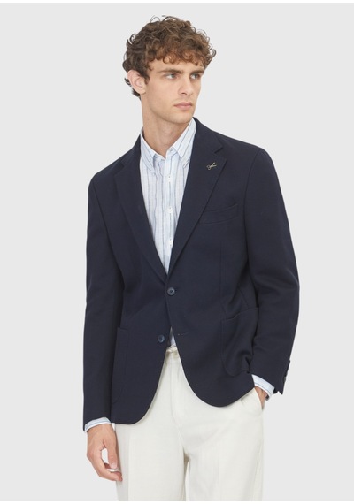 Ramsey Lacivert Shirt Shoulder Slim Fit %100 Pamuk Örme Ceket