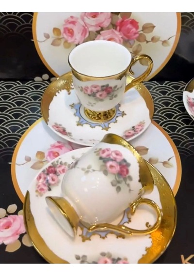 Rsy-206 6 Lı Ayaklı Kahve Fincan Tk. Roses Çok Renkli