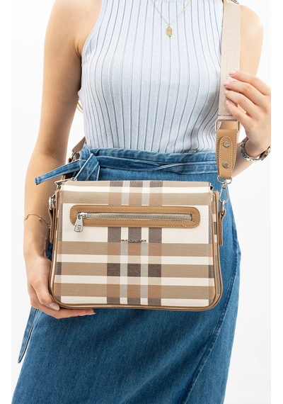 Just Polo Kadın Ekose El Ve Omuz Çantası 6011mh Vizon Kum 64868084