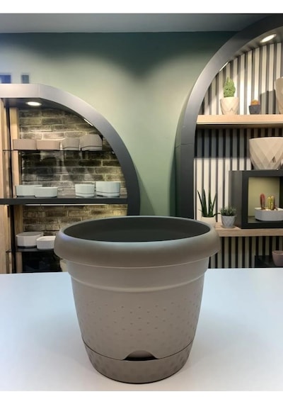 Omnipazar Krs-342 Dekoratif İnci Bitki Çiçek Saksı Takımı 2.2 Litre No 2 Kahverengi