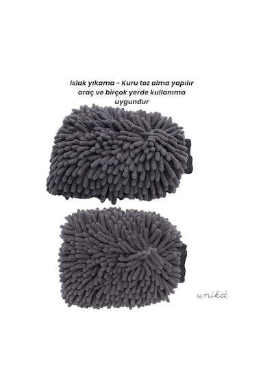 Ultra Yumuşak Mikrofiber Yıkama Eldiveni - Çift Yönlü Makarna Gri 1 Adet
