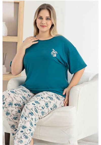 Pijamoni Kadın Ring Viskon Bisiklet Yaka Kısa Kol İnce Pijama Takımı 1445/10 - 1 Adet Petrol Pijamoni Kadın Ring Viskon Bisiklet Yaka Kısa Kol İnce Pijama Takımı 1445/10 - 1 Adet Petrol
