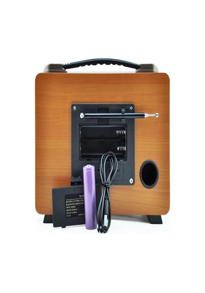 M-2027bt Gerçek Ahşap Eskitme Kaplama Radyo Fm Am Sw Usb Tf Aux Destekli Bluetooth Hoparlör, Turuncu Çok renkli