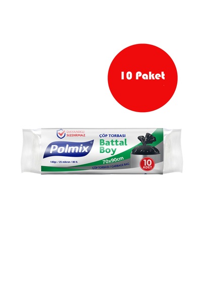 10 Adet Battal Boy 70 X 90 Cm Çöp Torbası - P104-10