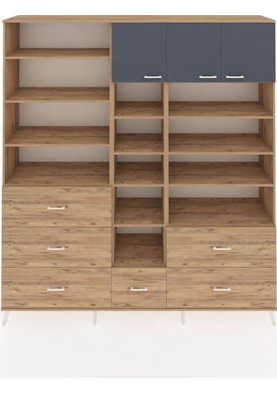 Hyperion Dolap 17 Raflı 6 Çekmeceli 3 Kapaklı 220x44x243 Çam-antrasit/çam Antrasıt/atlas Çam Hyperion Dolap 17 Raflı 6 Çekmeceli 3 Kapaklı 220x44x243 Çam-antrasit/çam Antrasıt/atlas Çam